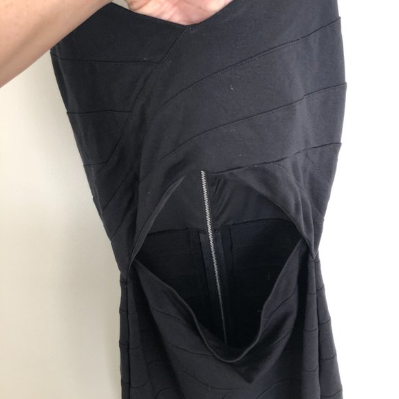 Express - Peekaboo Bodycon Midi Black Dress - Picture 4 of 5